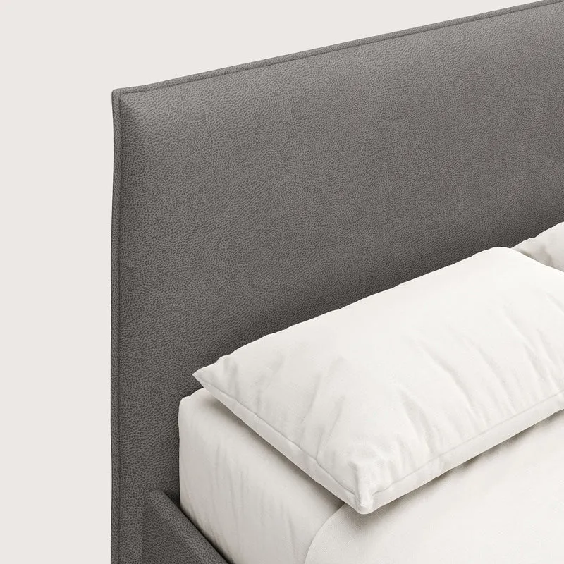 Nina lit coffre au design minimaliste en microfibre détachable effet cuir T15 anthracite