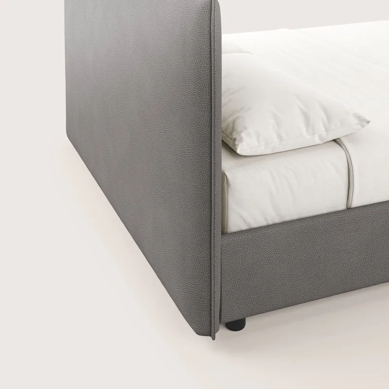 Nina lit coffre au design minimaliste en microfibre détachable effet cuir T15 anthracite