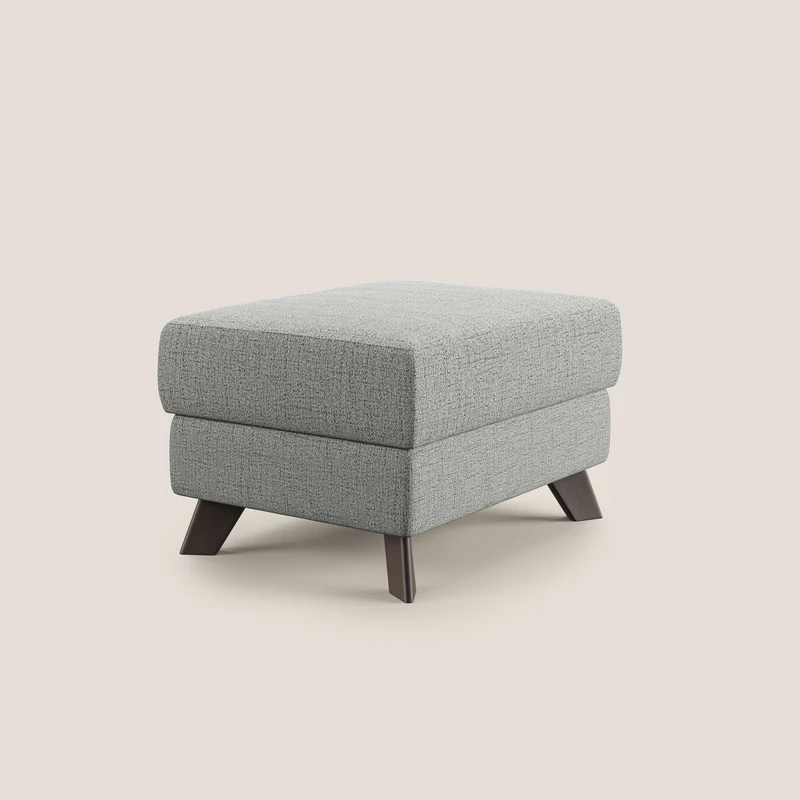 Moon Pouf coffre aux pieds hauts en tissu doux imperméable flammé T03 gris clair