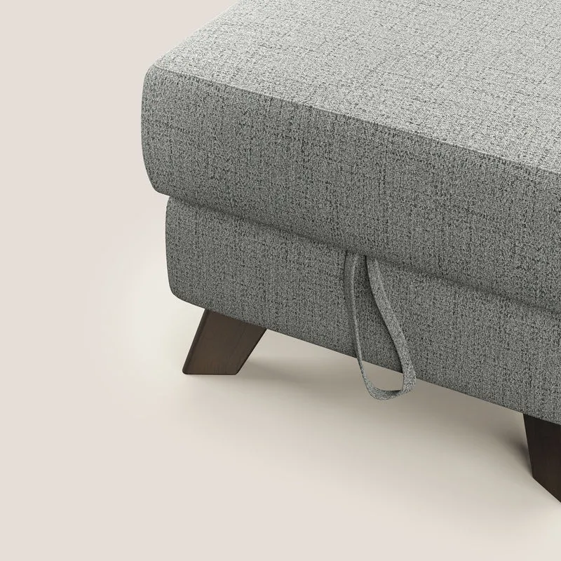 Moon Pouf coffre aux pieds hauts en tissu doux imperméable flammé T03 gris clair