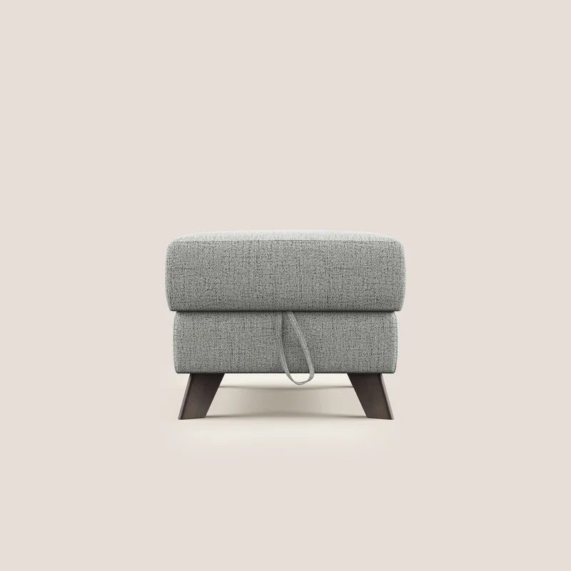 Moon Pouf coffre aux pieds hauts en tissu doux imperméable flammé T03 gris clair