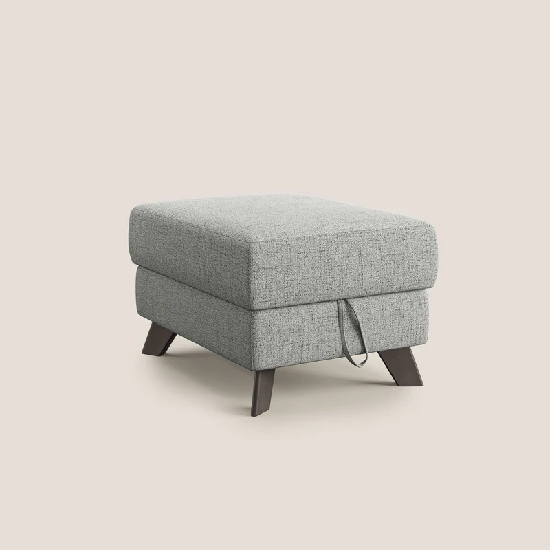 Moon Pouf coffre aux pieds hauts en tissu doux imperméable flammé T03 gris clair