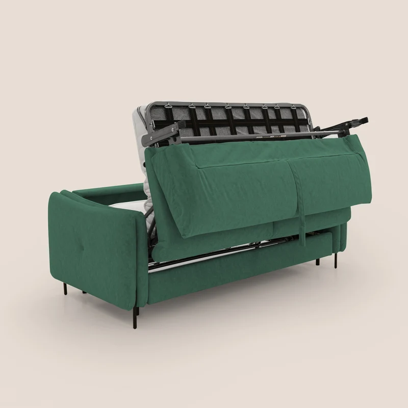 Gregory Canapé-lit avec matelas h18 cm en microfibre effet velours imperméable T09 vert