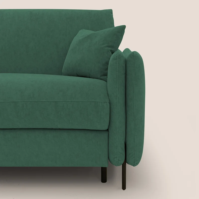 Gregory Canapé-lit avec matelas h18 cm en microfibre effet velours imperméable T09 vert