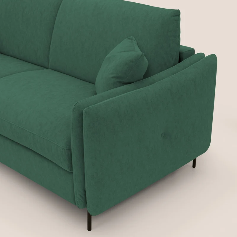 Gregory Canapé-lit avec matelas h18 cm en microfibre effet velours imperméable T09 vert