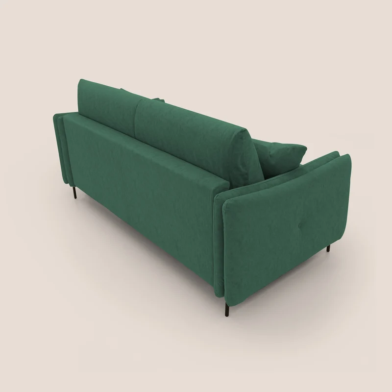Gregory Canapé-lit avec matelas h18 cm en microfibre effet velours imperméable T09 vert