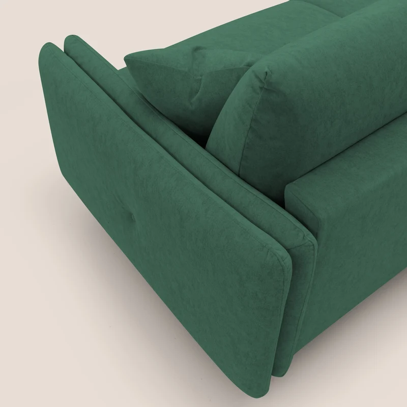 Gregory Canapé-lit avec matelas h18 cm en microfibre effet velours imperméable T09 vert