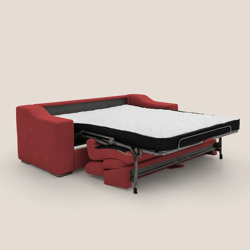 Bomber Canapé convertible matrimonial avec têtières en tissu imperméable T14 rouge