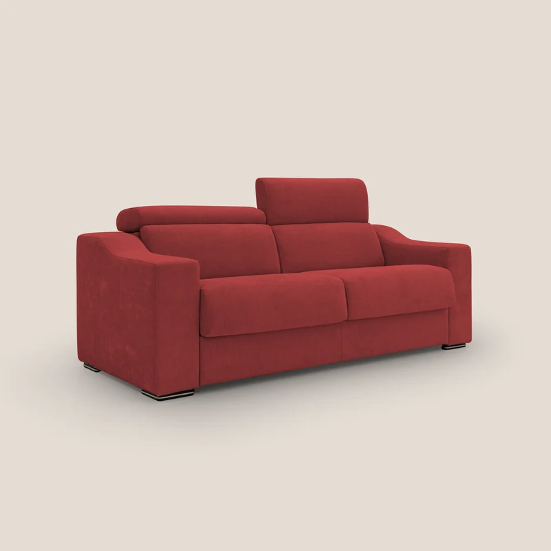 Bomber Canapé convertible matrimonial avec têtières en tissu imperméable T14 rouge