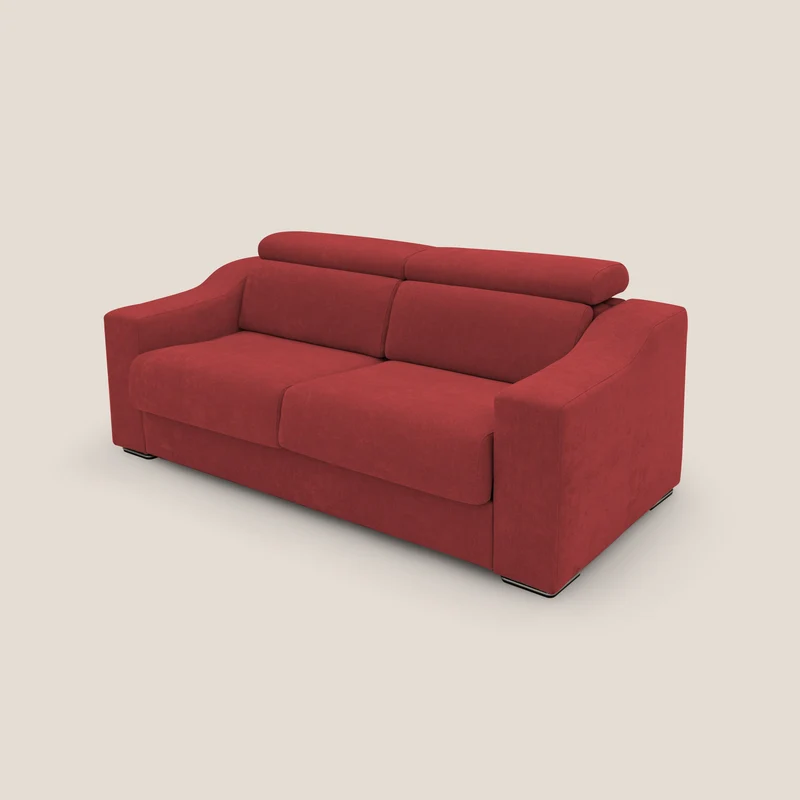 Bomber Canapé convertible matrimonial avec têtières en tissu imperméable T14 rouge