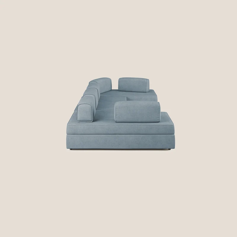 Liberty Canapé panoramique avec pouf extractible et dossiers amovibles en tissu doux imperméable T02 sucre glace