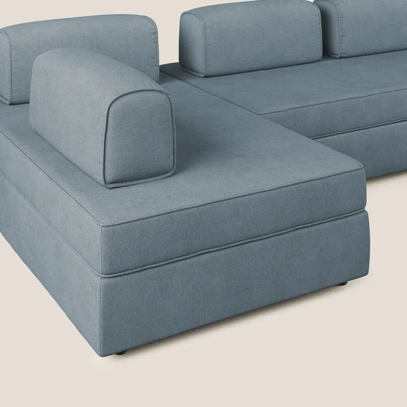 Liberty Canapé panoramique avec pouf extractible et dossiers amovibles en tissu doux imperméable T02 sucre glace