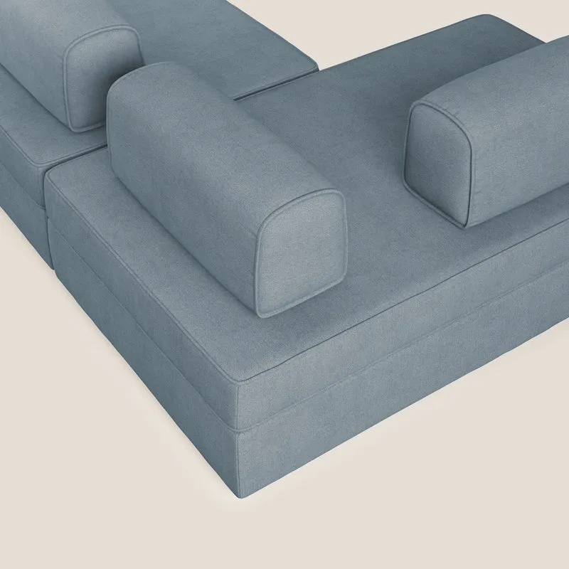 Liberty Canapé panoramique avec pouf extractible et dossiers amovibles en tissu doux imperméable T02 sucre glace