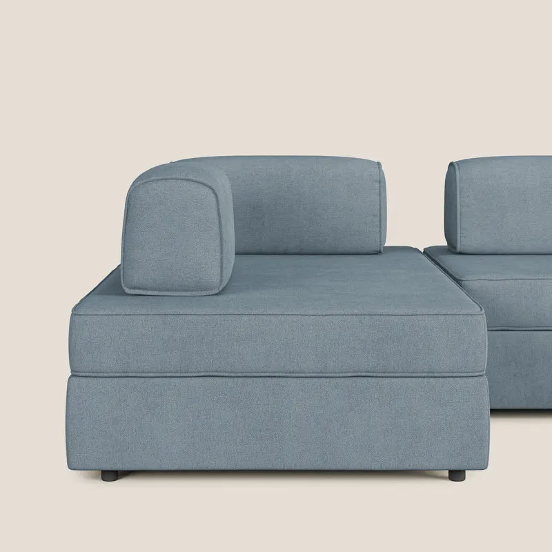 Liberty Canapé panoramique avec pouf extractible et dossiers amovibles en tissu doux imperméable T02 sucre glace