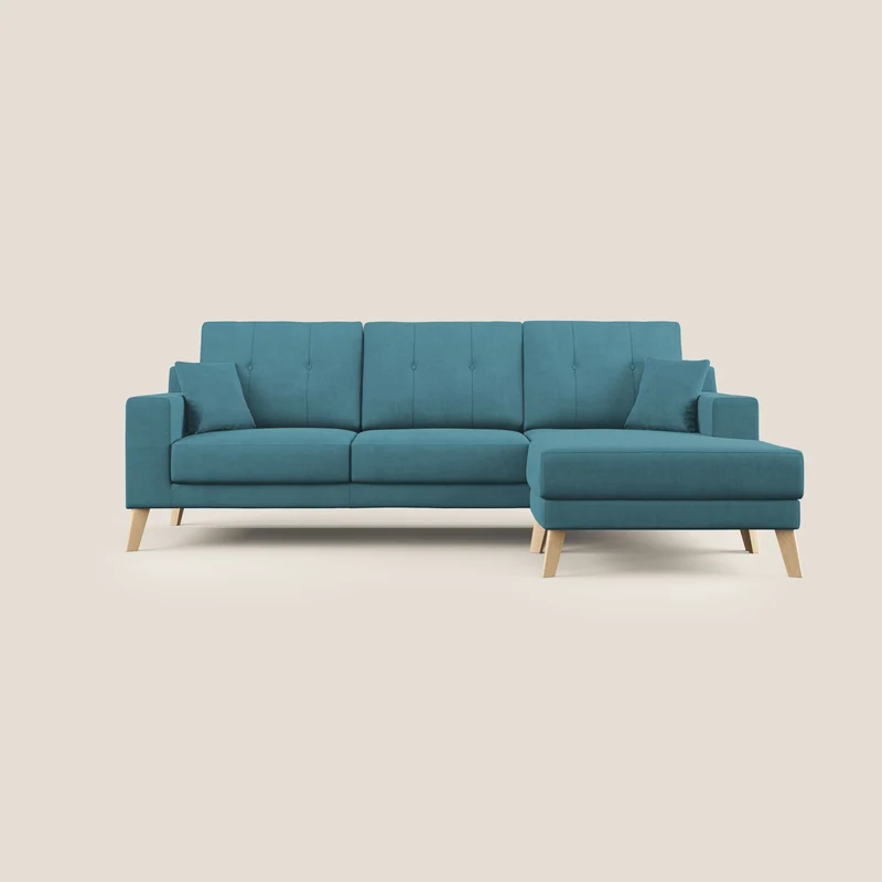 Danish canapé d'angle moderne reversible en tissu doux imperméable T02 bleu