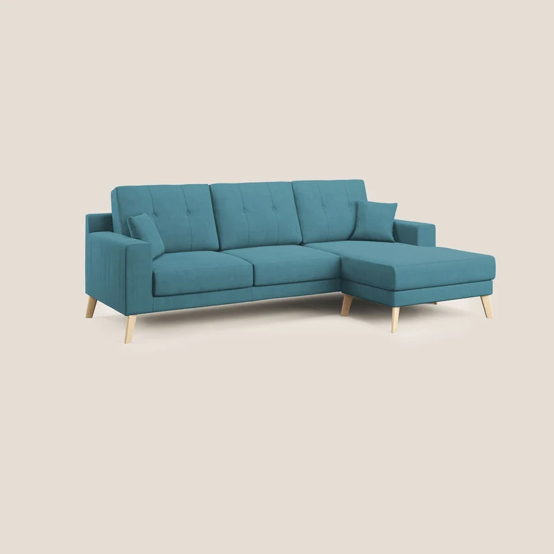 Danish canapé d'angle moderne reversible en tissu doux imperméable T02 bleu