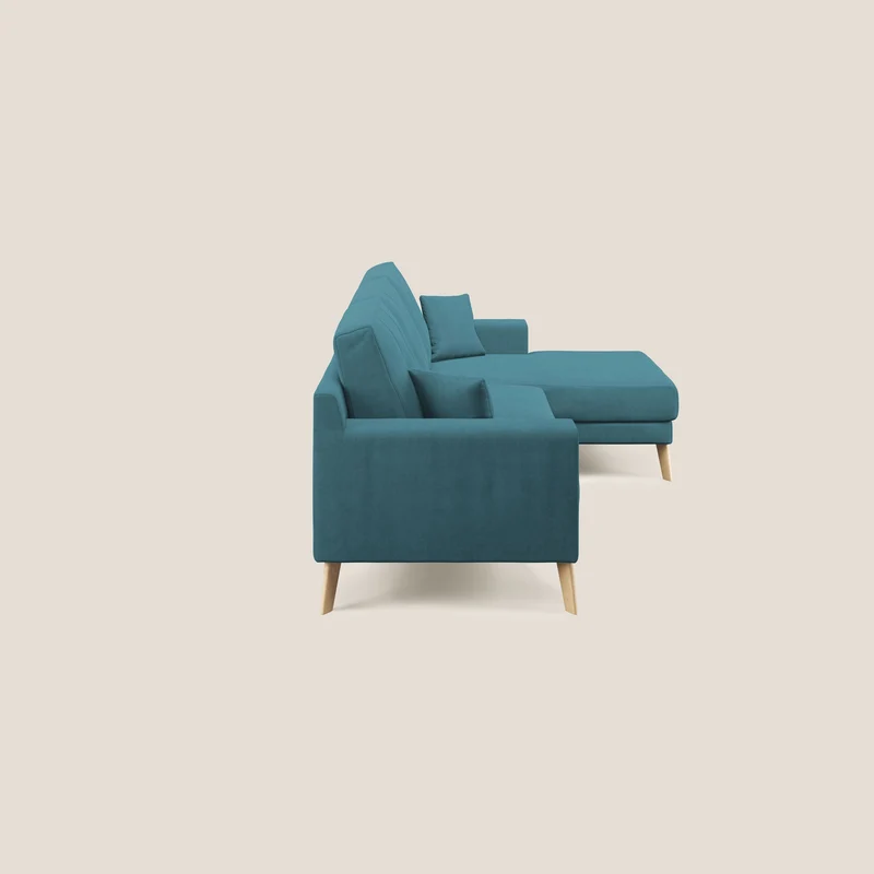 Danish canapé d'angle moderne reversible en tissu doux imperméable T02 bleu