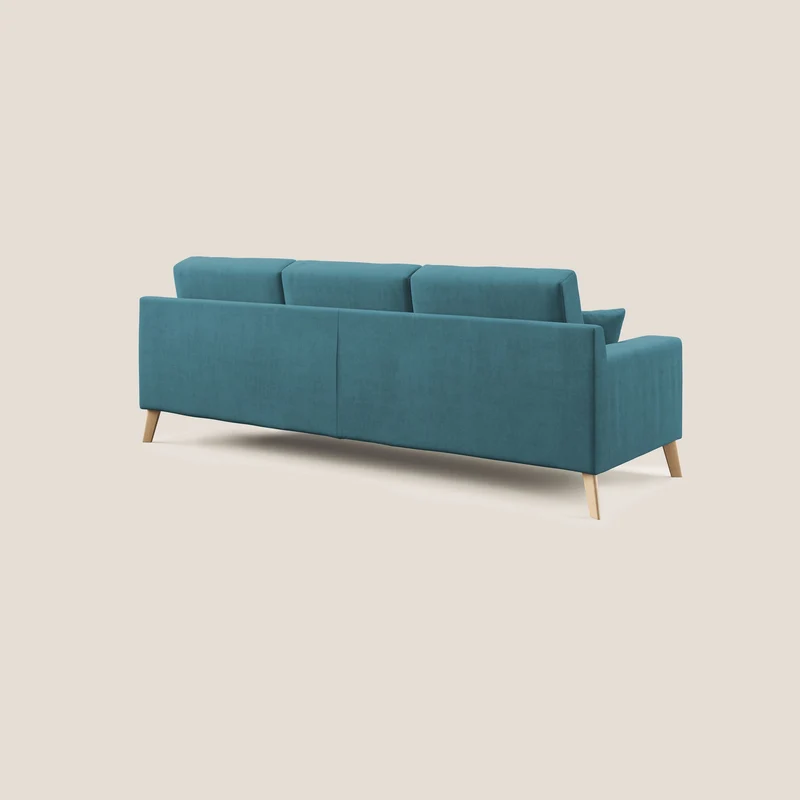 Danish canapé d'angle moderne reversible en tissu doux imperméable T02 bleu