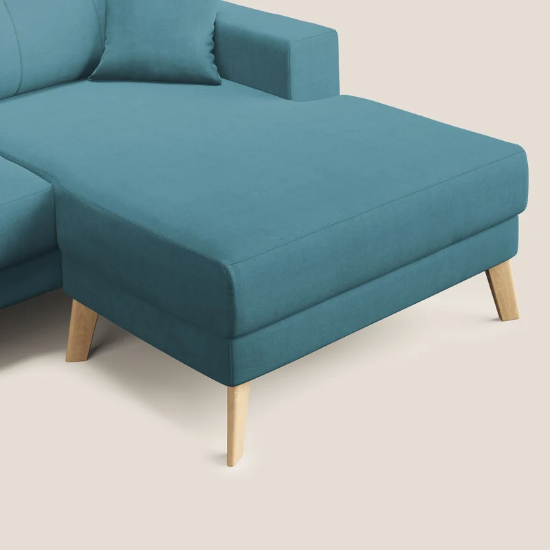 Danish canapé d'angle moderne reversible en tissu doux imperméable T02 bleu