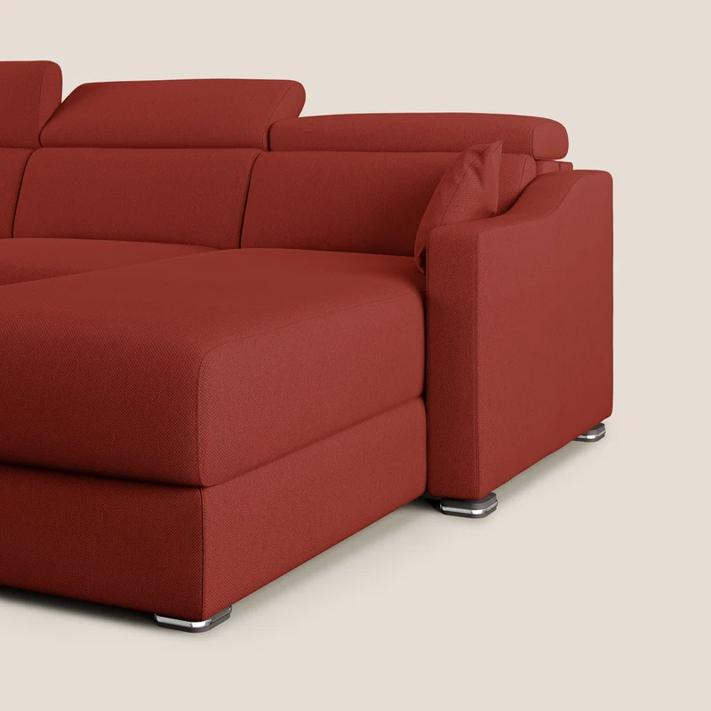 Amber canapé d'angle convertible en tissu détachable T05 rouge