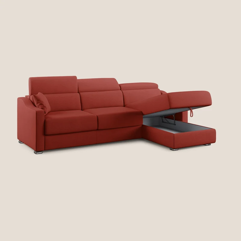 Amber canapé d'angle convertible en tissu détachable T05 rouge