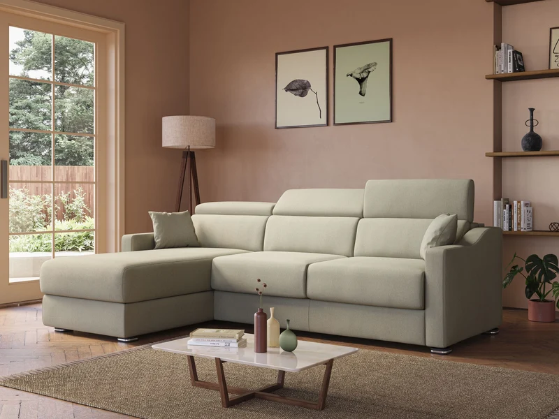 Amber canapé d'angle convertible en tissu détachable T05 rouge