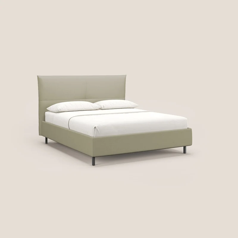 Izumi Lit rembourré avec coffre et pieds hauts en tissu détachable T05 crème