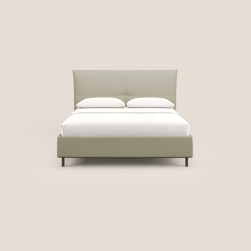 Izumi Lit rembourré avec coffre et pieds hauts en tissu détachable T05 crème