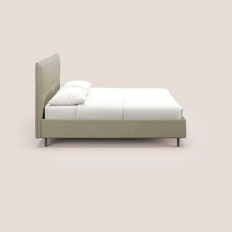 Izumi Lit rembourré avec coffre et pieds hauts en tissu détachable T05 crème