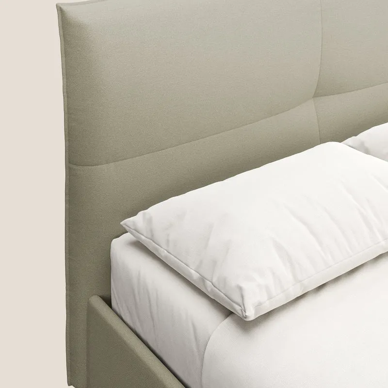 Izumi Lit rembourré avec coffre et pieds hauts en tissu détachable T05 crème
