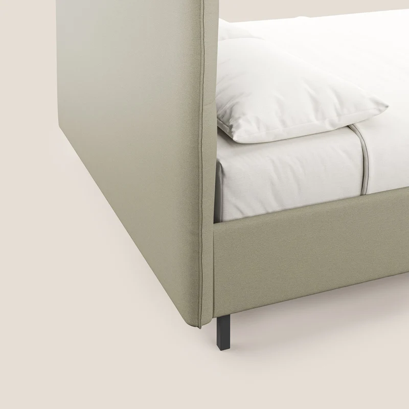 Izumi Lit rembourré avec coffre et pieds hauts en tissu détachable T05 crème
