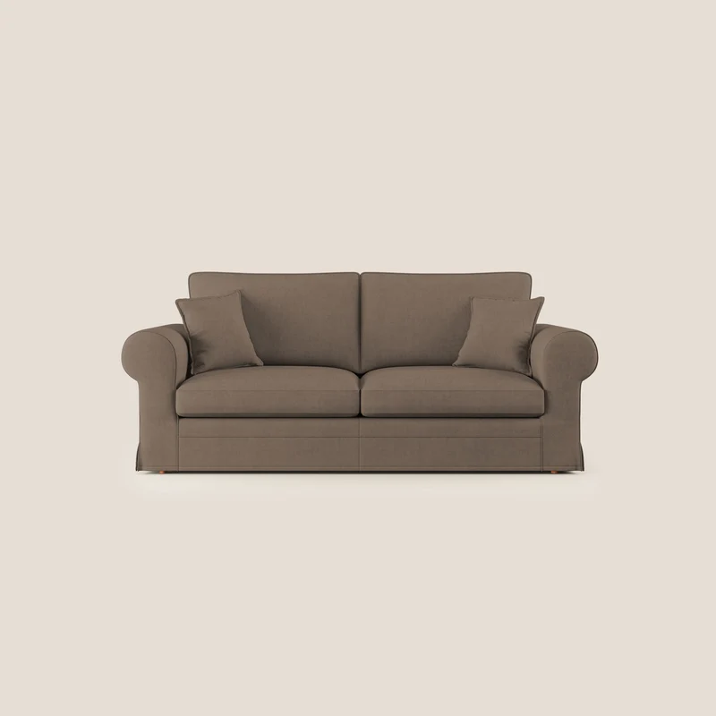 Lady canapé classique en plume d'oie réalisé avec un tissu imperméable T02 marron