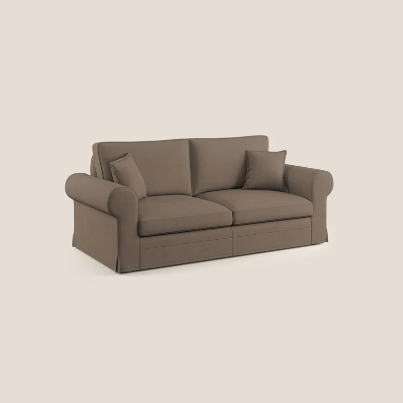 Lady canapé classique en plume d'oie réalisé avec un tissu imperméable T02 marron
