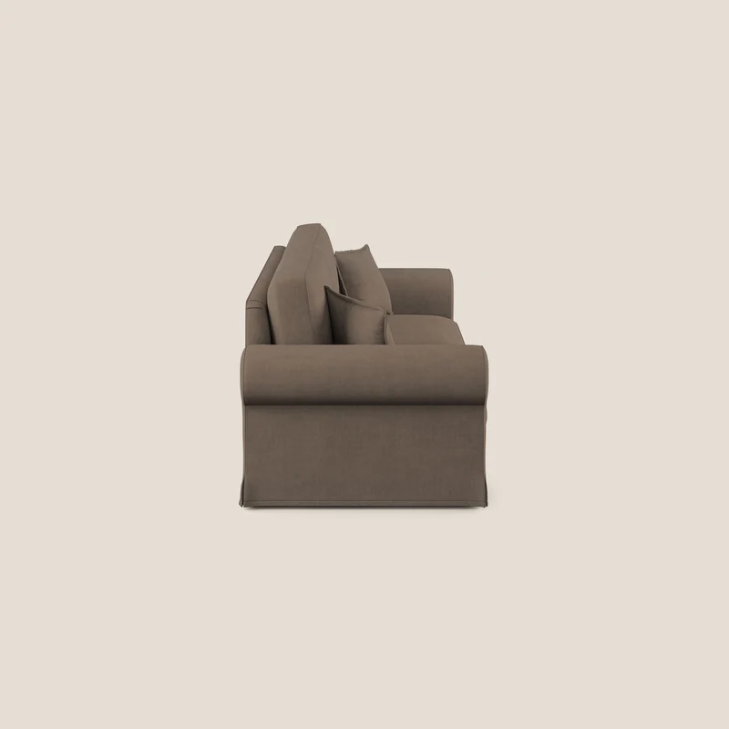 Lady canapé classique en plume d'oie réalisé avec un tissu imperméable T02 marron