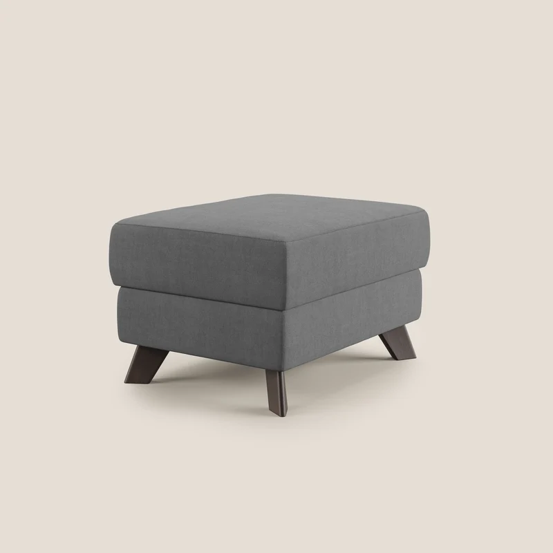 Moon Pouf coffre aux pieds hauts et tissu doux imperméable T02 gris