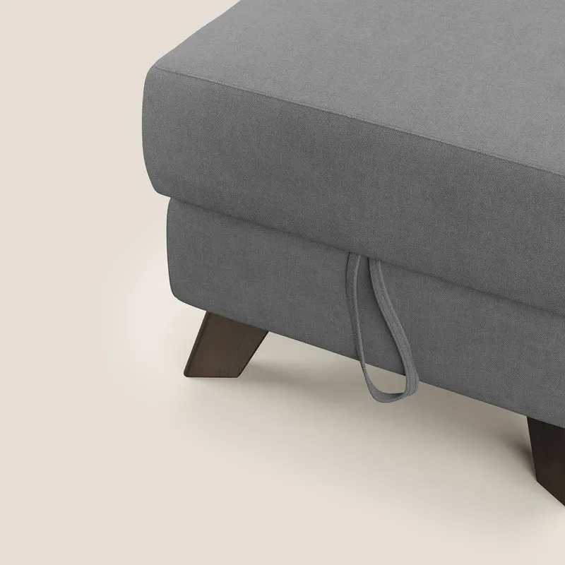 Moon Pouf coffre aux pieds hauts et tissu doux imperméable T02 gris