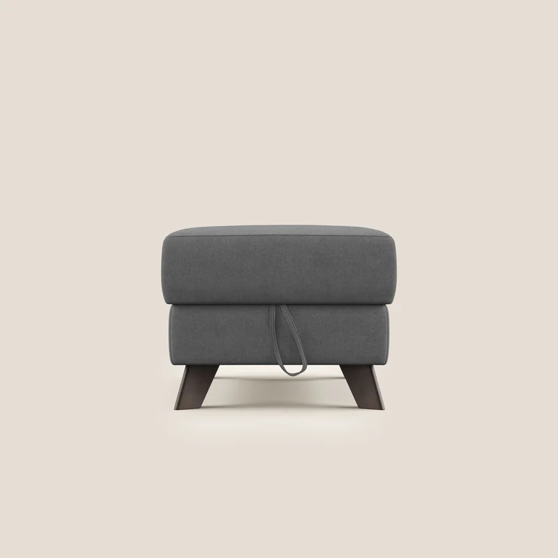 Moon Pouf coffre aux pieds hauts et tissu doux imperméable T02 gris