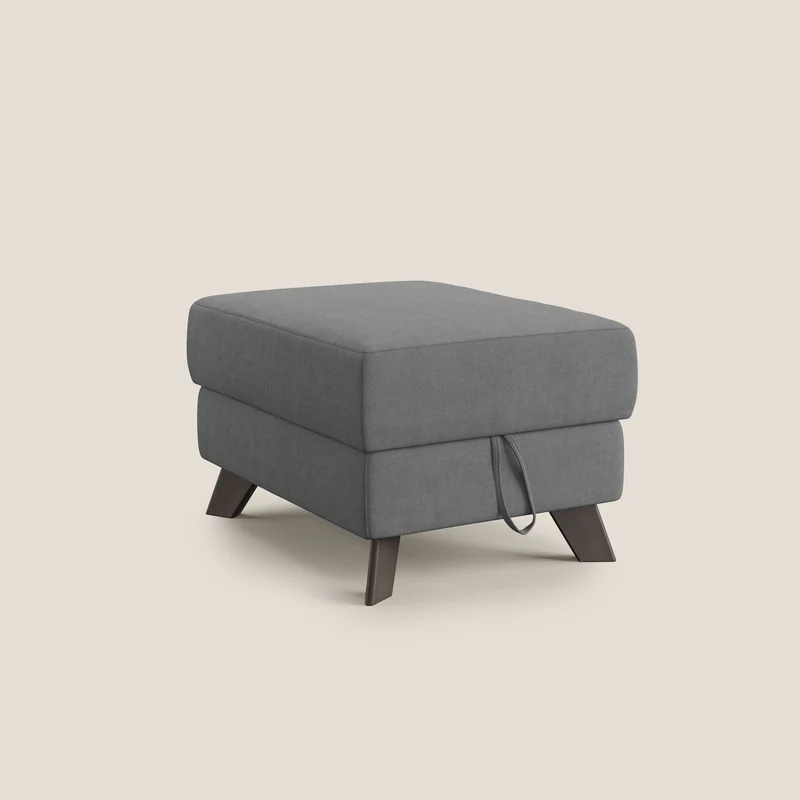 Moon Pouf coffre aux pieds hauts et tissu doux imperméable T02 gris
