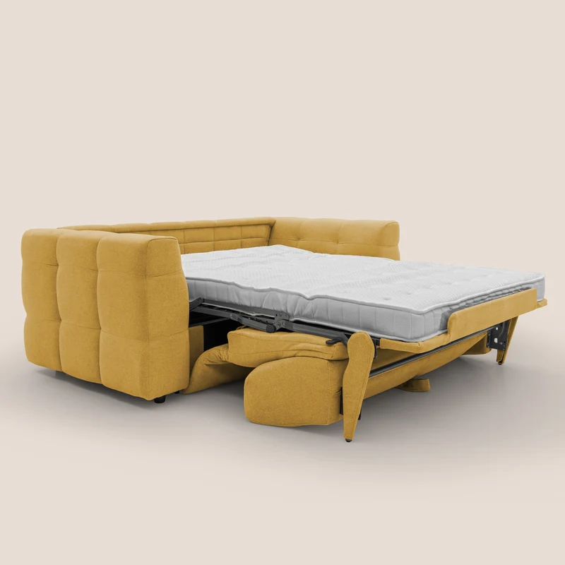 Tender Canapé convertible avec matelas H14 cm en bouclette imperméable T07 jaune