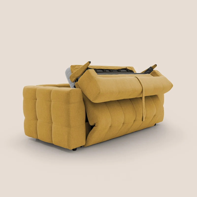 Tender Canapé convertible avec matelas H14 cm en bouclette imperméable T07 jaune
