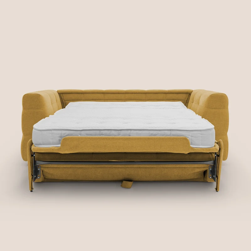 Tender Canapé convertible avec matelas H14 cm en bouclette imperméable T07 jaune