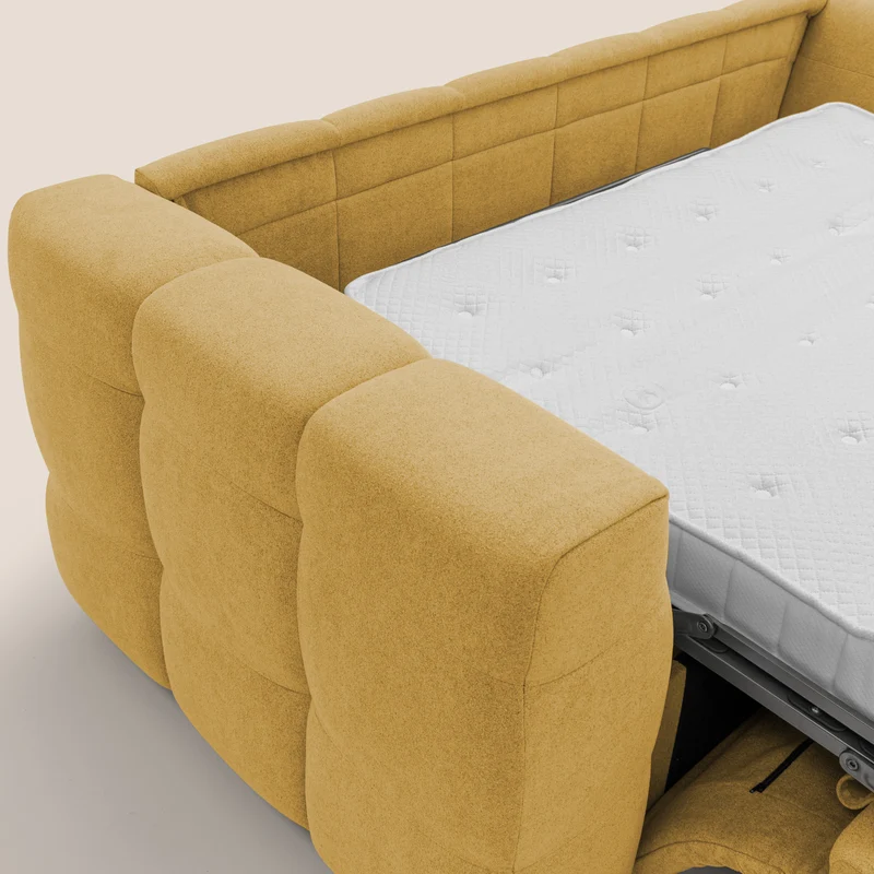 Tender Canapé convertible avec matelas H14 cm en bouclette imperméable T07 jaune
