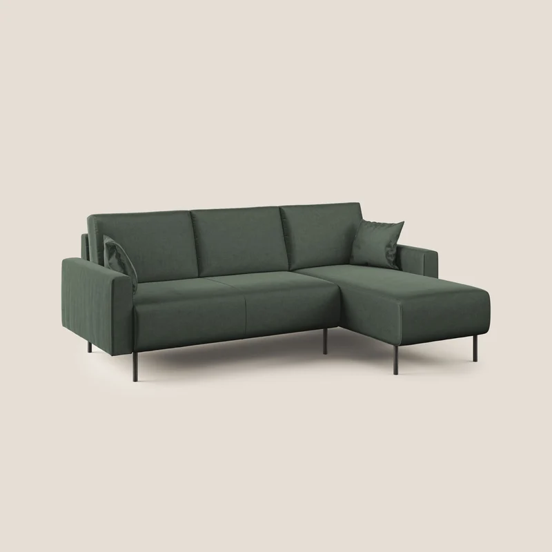Arthur canapé d'angle moderne en velours doux imperméable T01 vert