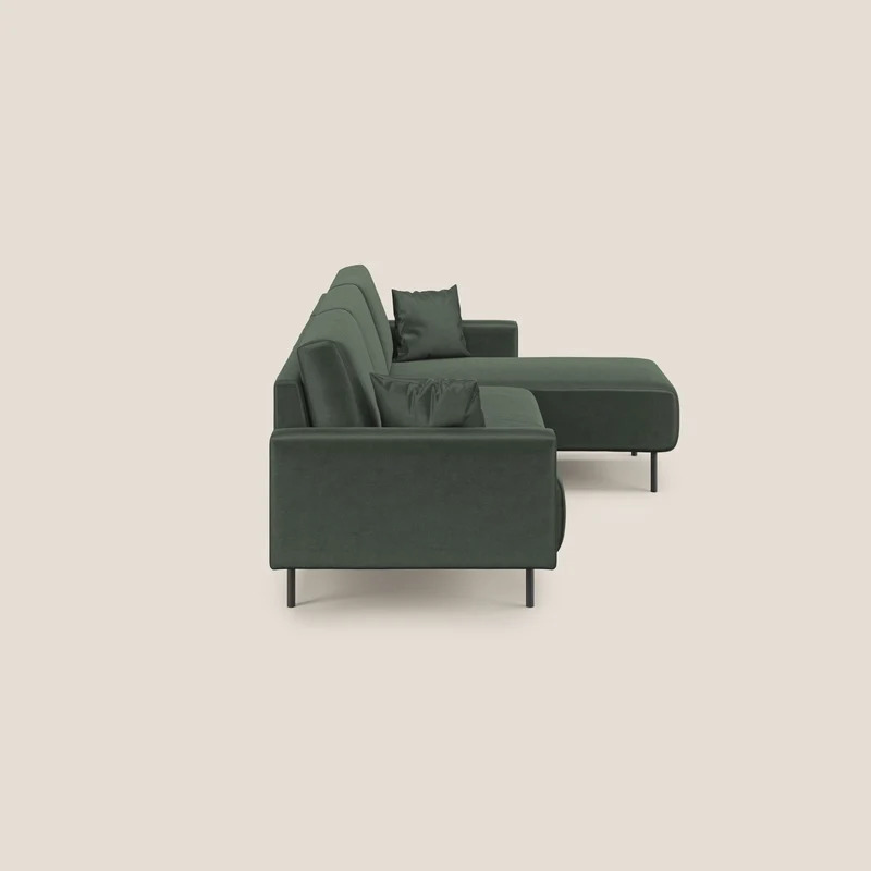 Arthur canapé d'angle moderne en velours doux imperméable T01 vert