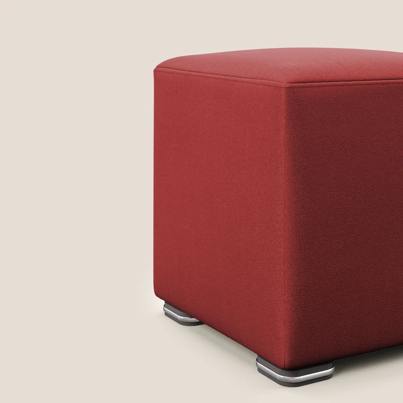 Cube pouf en microfibre détachable T11 rouge