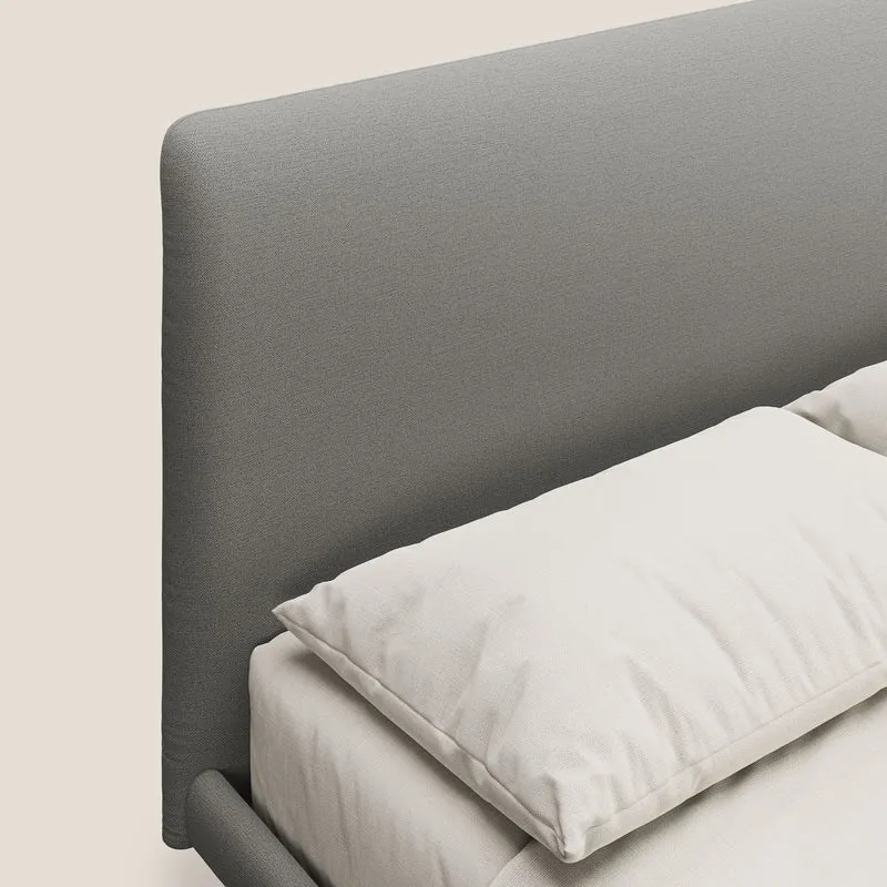 Noel lit minimaliste scandinave avec pieds foncés et tissu flammé imperméable T19 beige