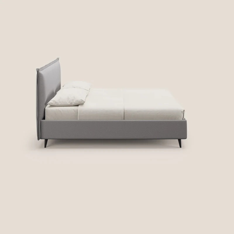 Hans lit rembourré avec coffre au style minimaliste en tissu imperméable T19 gris