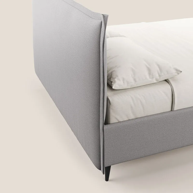 Hans lit rembourré avec coffre au style minimaliste en tissu imperméable T19 gris