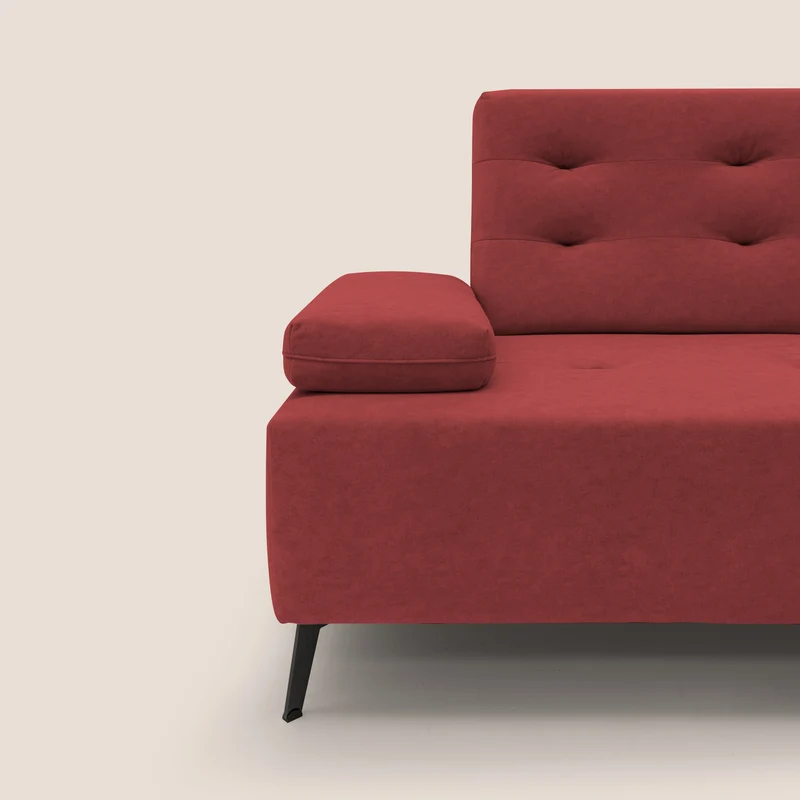 Lugano Canapé d'angle avec dossiers coulissants en velours doux T09 rouge