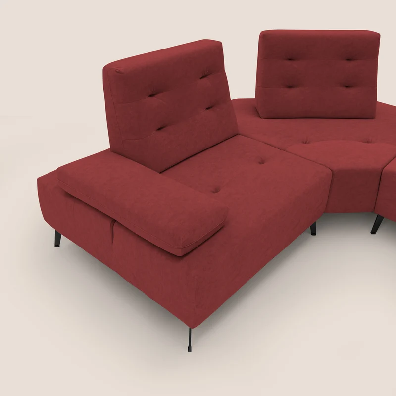 Lugano Canapé d'angle avec dossiers coulissants en velours doux T09 rouge